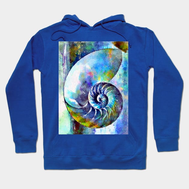 Watercolor Nautilus Hoodie by danieljanda